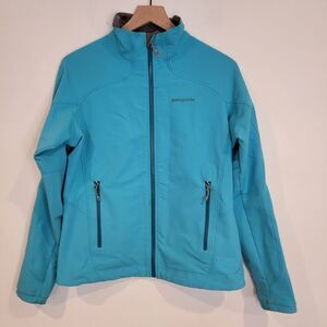 Womens Patagonia Spring Fall Light Weight Jacket Teal Blue Hiking Coat Medium